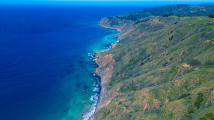 Aerial view of Pacific Highway California Coastline