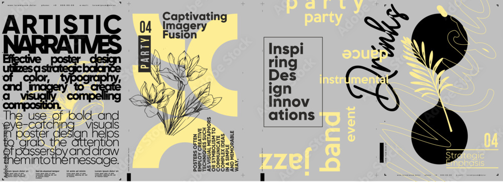 Fototapete typographic design and minimalistic background elements. a set of vector elements for designing post