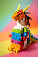 сolored dragon from building blocks
