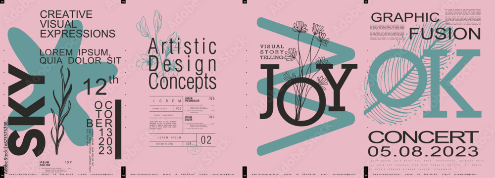 Fototapete typographic design and minimalistic background elements. a set of vector elements for designing post