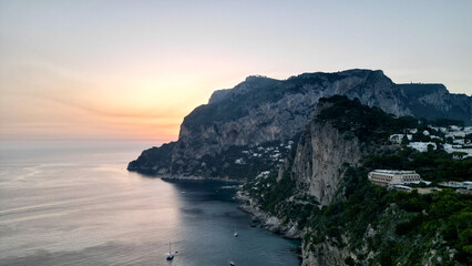 Aerial view of Capri Island and Ocean