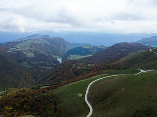 Fototapeta na wymiar Aerial video view of lake Garda from Monte Baldo mountains in Italy