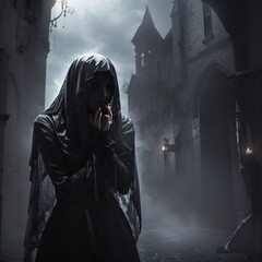  generative ai, ghost, crying, veil,