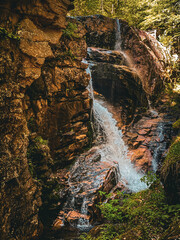 Waterfall at  Flume Gorge, New Hampshire, USA.