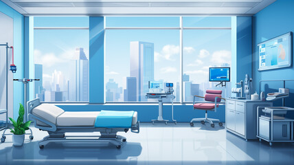 Medical facility, treatment room in hospital, wide banner