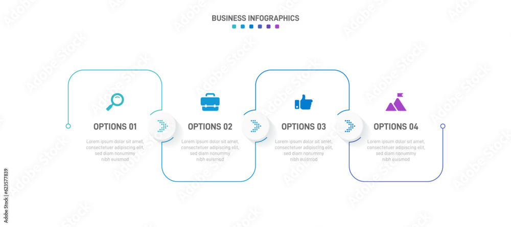 Poster timeline infographic with infochart. modern presentation template with 4 spets for business process.