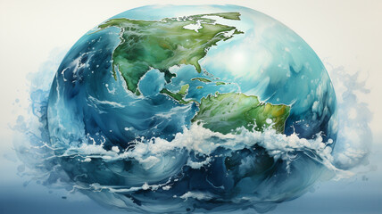Earth day illustration, concept of ecology and sustainable development our globe with green nature environment