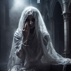  generative ai, ghost, crying, veil,