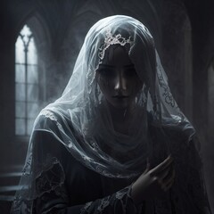  generative ai, ghost, crying, veil,