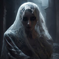  generative ai, ghost, crying, veil,