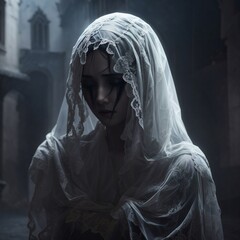  generative ai, ghost, crying, veil,