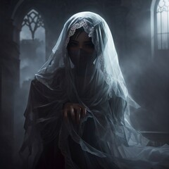  generative ai, ghost, crying, veil,