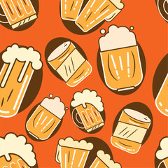 Seamless pattern background with beer icons Vector