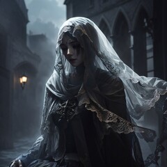  generative ai, ghost, crying, veil,