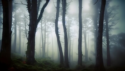 Obraz premium fog in the woods - Generative AI