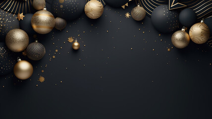 Naklejka premium Christmas and new year greeting card or background banner, empty space for copy text, festive design with decorative elements