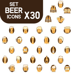 Set of colored beer icons Vector