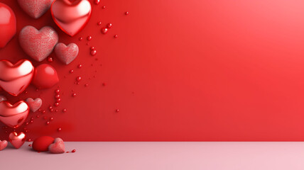 Valentine style background banner or greeting card with empty space for copy text, hearts and love theme