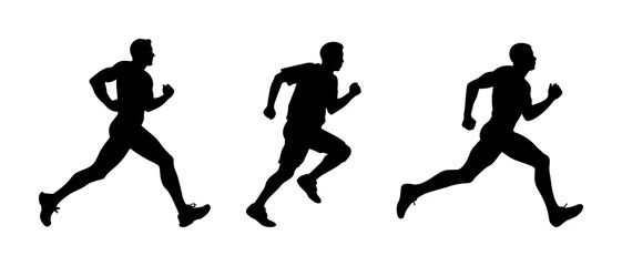 Man running silhouette black filled vector Illustration
