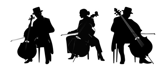 Cello silhouette black filled vector Illustration