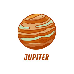 Jupiter Planet of solar system isolated on white. Vector