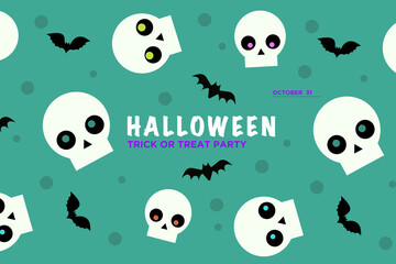 Happy Halloween with skull, skeleton, eyes. Abstract Pattern in paper cut style. Spooky template for banner, poster, cover, flyer.  Vector illustration Horror Halloween festival.