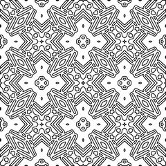 Stylish texture with figures from lines. black and white pattern for web page, textures, card, poster, fabric, textile. Monochrome graphic repeating design.