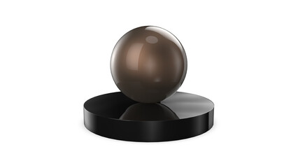 Minimal Metallic Copper ball on black cylindrical display pedestal