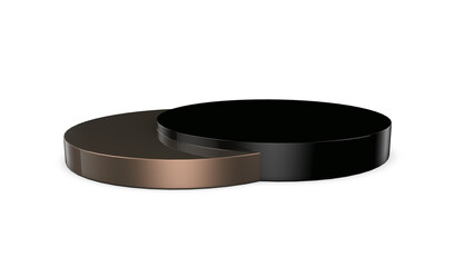 Black and Bronze Product Display Pedestal Podium on White Background