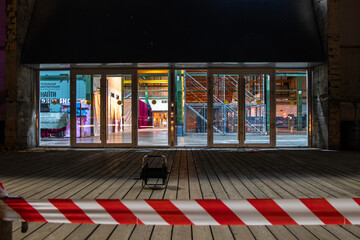  shopping center doors at night