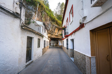 Fototapeta na wymiar Calle Cuevas de la Sombra Street - Setenil de las Bodegas, Andalusia, Spain