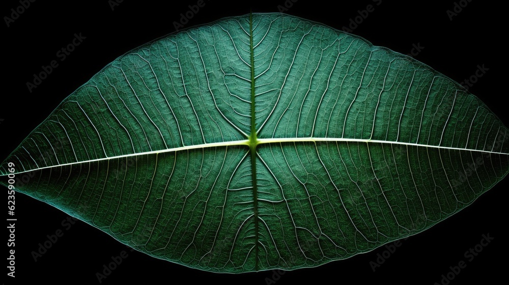 Poster transparent skeleton leaf with beautiful texture on a green. beautiful generative ai aig32