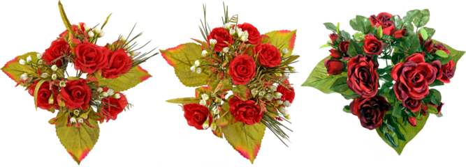 Artificial flower bouquets with transparent background