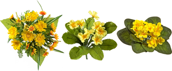 Artificial flower bouquets with transparent background