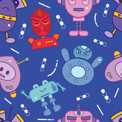 Seamless pattern background with robot toy icons Vector