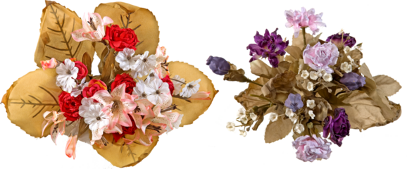 Artificial flower bouquets with transparent background