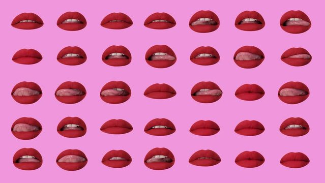 female red lips licking