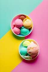Fototapeta na wymiar colorful ice cream on a plate, generative ai