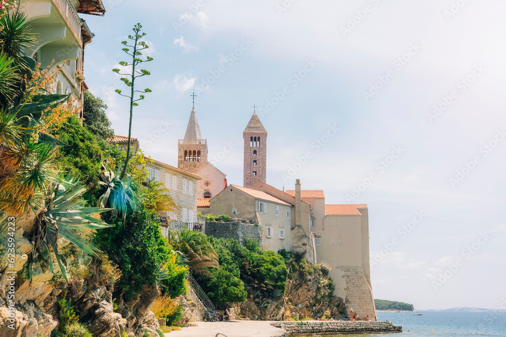 Wall mural view of the old town of rab on the island rab, croatia