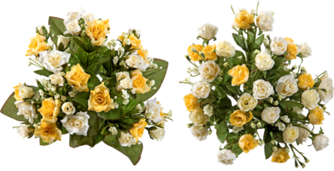 Artificial flower bouquets with transparent background