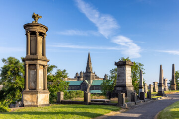 Fototapeta na wymiar The Glasgow Necropolis. A victorian garden cemetery adjacent to Glasgow Cathedral.