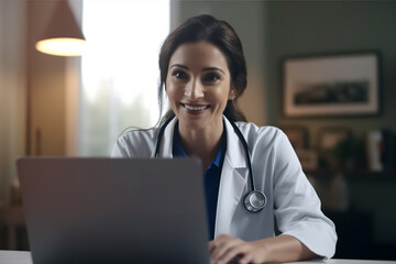 Doctor online, consultation doctor-patient conversation, video meeting, online web chat, call, communication, preparing online internet prescription, medical consultation, Family. Generative AI. 
