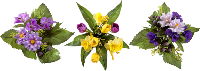 Artificial flower bouquets with transparent background