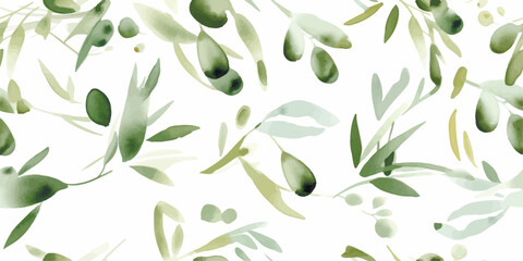 Olive watercolor painting Seamless pattern, Watercolor Seamless pattern background texture pattern. food seamless