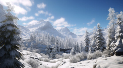 Fototapeta na wymiar Snowy Mountain Range. beautiful snowy mountain