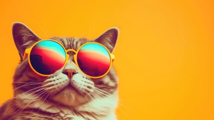 Stylish cat wearing sunglasses looking for something. Generative AI