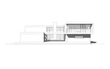 Modern house building sketch 3d illustration