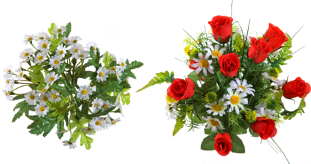 Artificial flower bouquets with transparent background