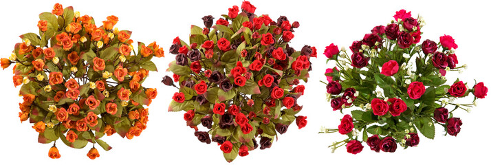 Artificial flower bouquets with transparent background