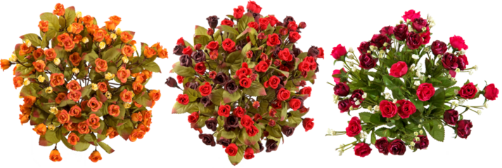 Artificial flower bouquets with transparent background